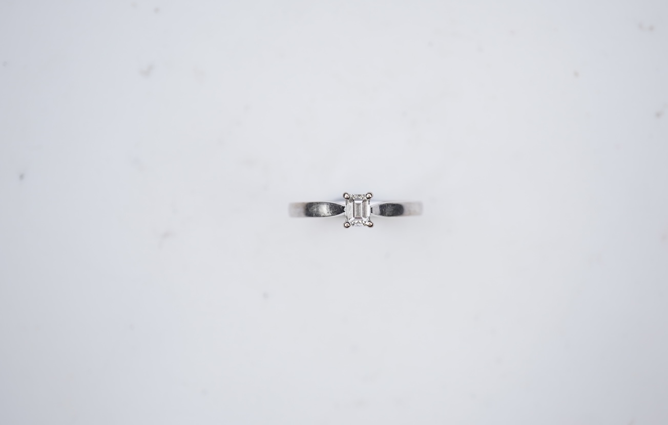 A diamond solitaire ring